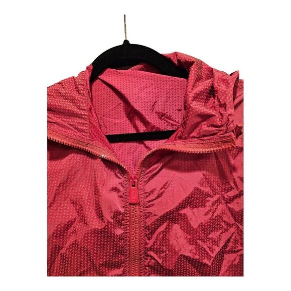 BALLY Women’s Red Windbreaker Hoodie Jacket Raincoat - Size 4 - Picture 3 of 8